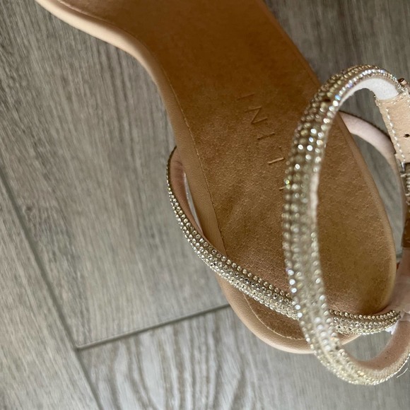 billini starlette glam nude crystal thin strappy tubular high heels size 7 new - Picture 4 of 10